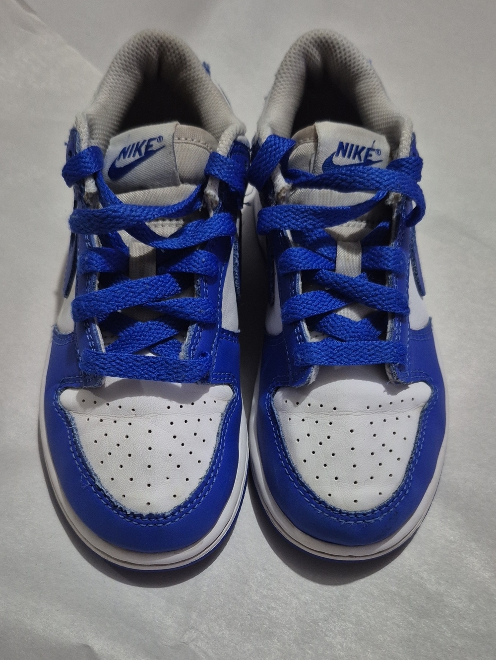 Nike Kids White and Blue Lace-Up Sneakers